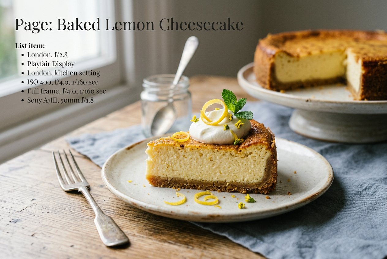 Page: Baked Lemon Cheesecake. Container class: wpp-list wpp-list-with-thumbnails