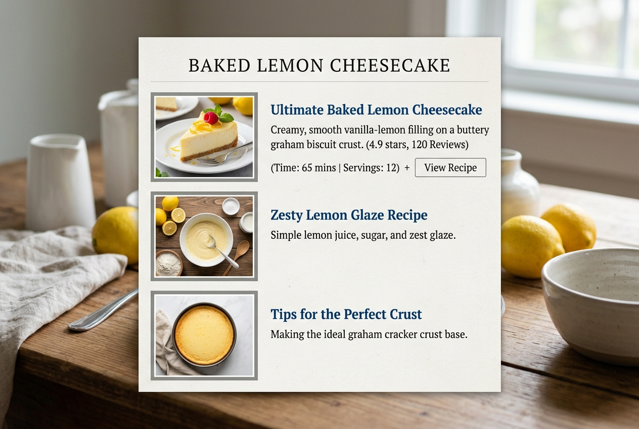 Page: Baked Lemon Cheesecake. Container class: wpp-list wpp-list-with-thumbnails