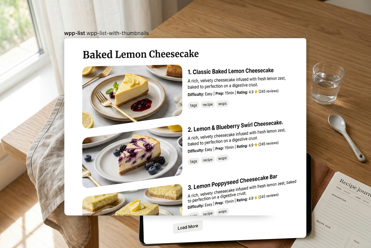 Page: Baked Lemon Cheesecake. Container class: wpp-list wpp-list-with-thumbnails