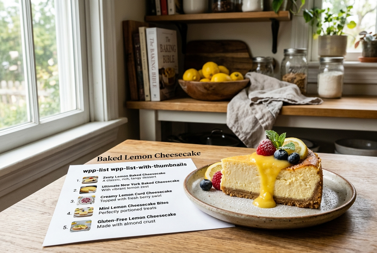 Page: Baked Lemon Cheesecake. Container class: wpp-list wpp-list-with-thumbnails