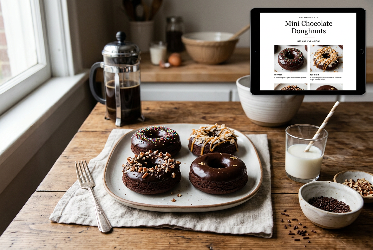 Page: Mini Chocolate Doughnuts. Container class: wpp-list wpp-list-with-thumbnails